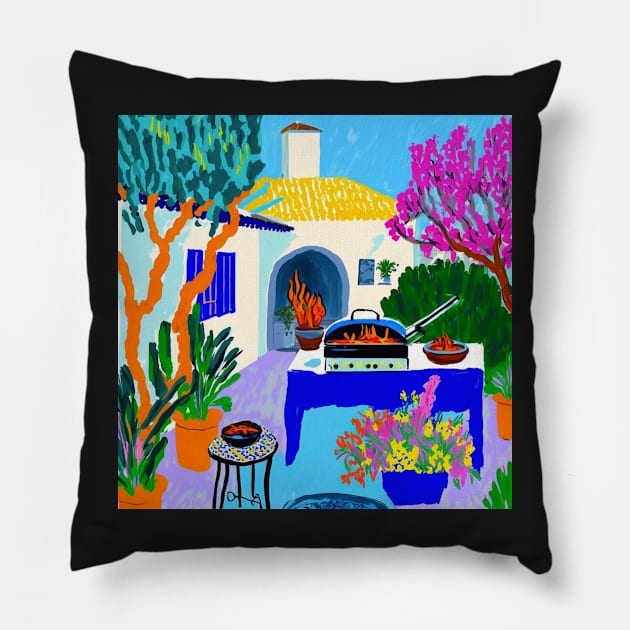 Afternoon BBQ on the coast Pillow by RoseAesthetic