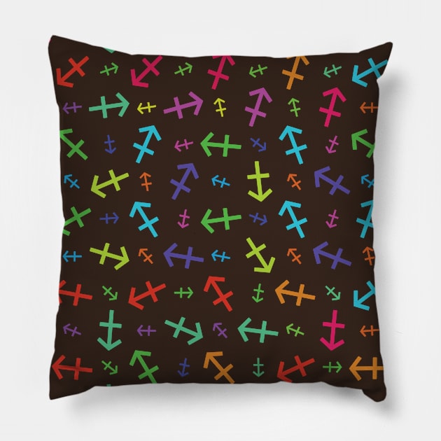 Pattern Sagittarius Zodiac Sign Horoscope Astrology Symbol Brown Pillow by DragonXX