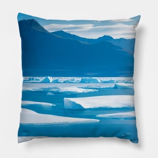 Icy Ocean with Floating Icebergs Pillow