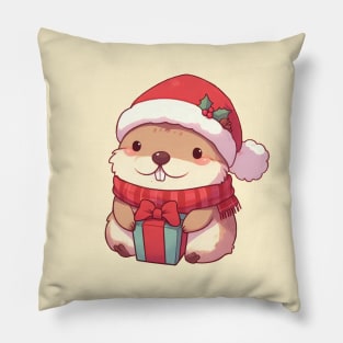 Christmas Marmot Santa Pillow