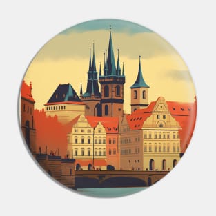 Prague Retro Travel Style Pin