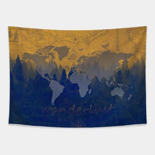 world map forest Tapestry