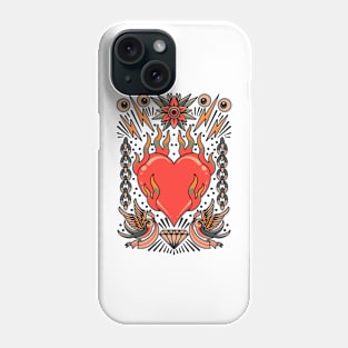 burning heart tattoo flash Phone Case