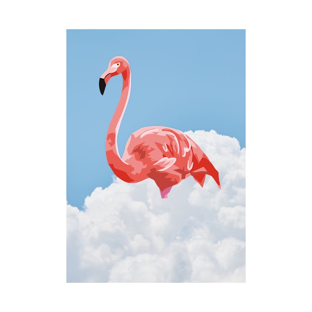 Pink flamingo summer-inspired animal design by ibarna