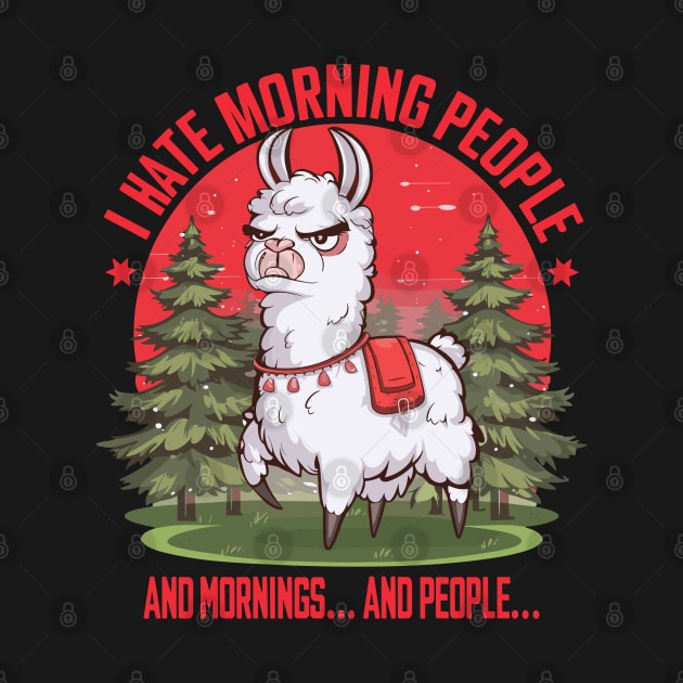 Funny I Hate Morning People Angry Llama Design by TF Brands