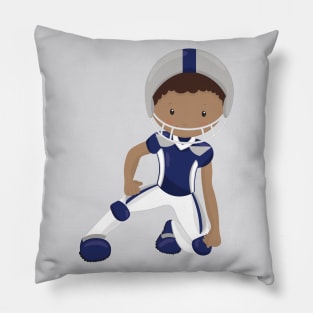 African American Boy, Rugby, American Football Pillow