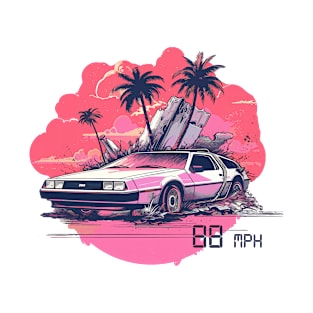 DeLorean inspired car pink red modern style 88 T-Shirt