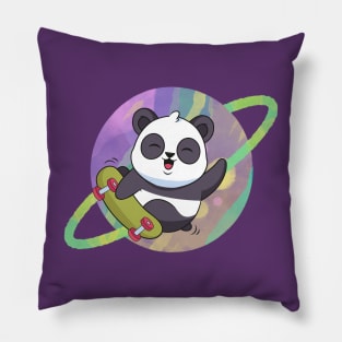 Cute Panda Skate On Saturn Pillow