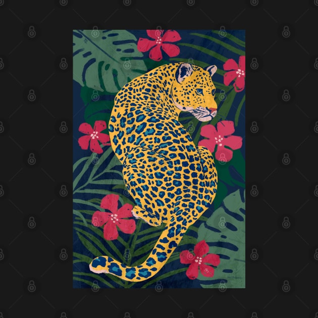 Leopard Among the Flowers Blue by shegotskeels