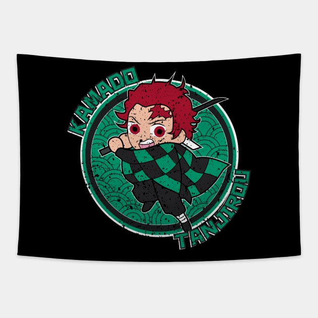 DEMON SLAYER (KIMETSU NO YAIBA): TANJIROU CIRCLE (GRUNGE STYLE) Tapestry by FunGangStore