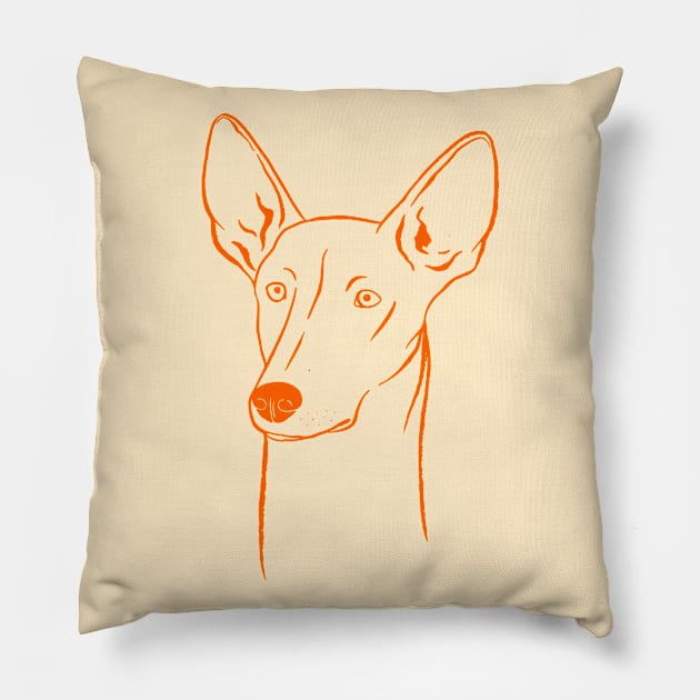 Ibizan Hound (Beige and Orange) Pillow by illucalliart