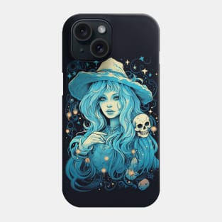 Beautiful witch with skull Phone Case