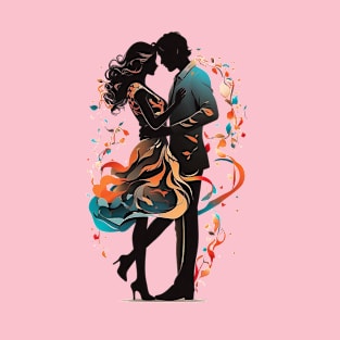 Romantic Dance: Silhouetted Couple's - Valentine's Day T-Shirt