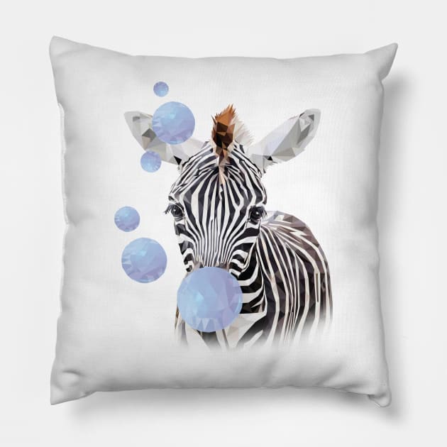 Zebra with bubblegum Pillow by Renasingsasong