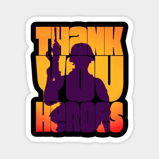 Thank You Heroes Soldier with Weapons Magnet by Getmilitaryphotos