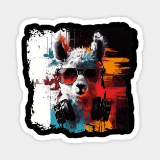 Summery DJ llama/alpaca with sunglasses in a cool style Magnet