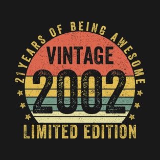 21 Years of Being Awesome 2002 LIMITED EDITION 21 Year Old Gift Vintage 2002 21st Birthday Gift T-Shirt