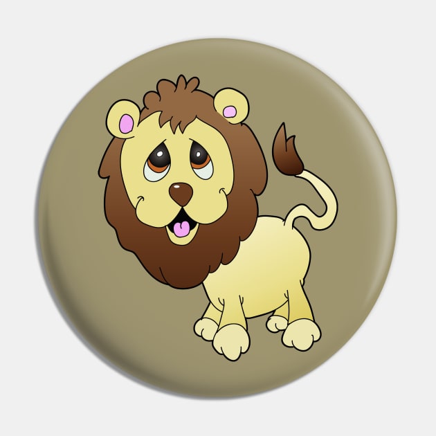 Lion Cartoon Character Pin by JulietLake