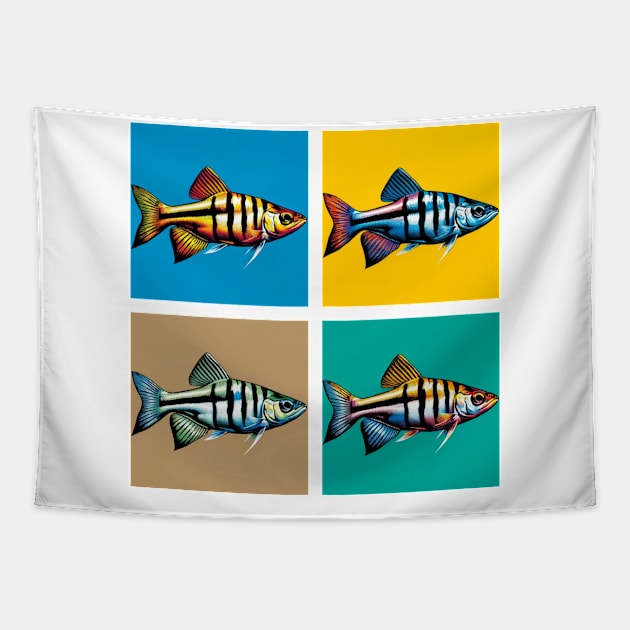 Pop Zebrafish - Cool Aquarium Fish Tapestry by PawPopArt