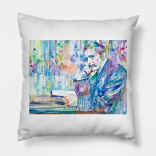 H. G. WELLS in his studio - watercolor portrait Pillow