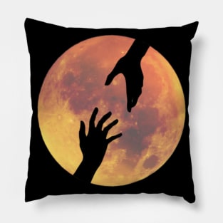 Full Moon with Helping Hands Silhouette Pillow