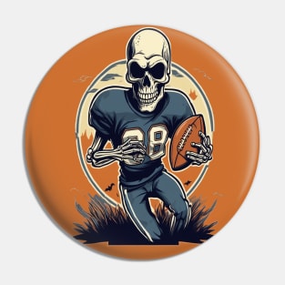 Halloween Skeleton Playing Football Pin