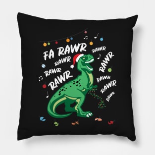 Fa Rawr Dinosaur Rex Crashing Christmas Funny Pillow