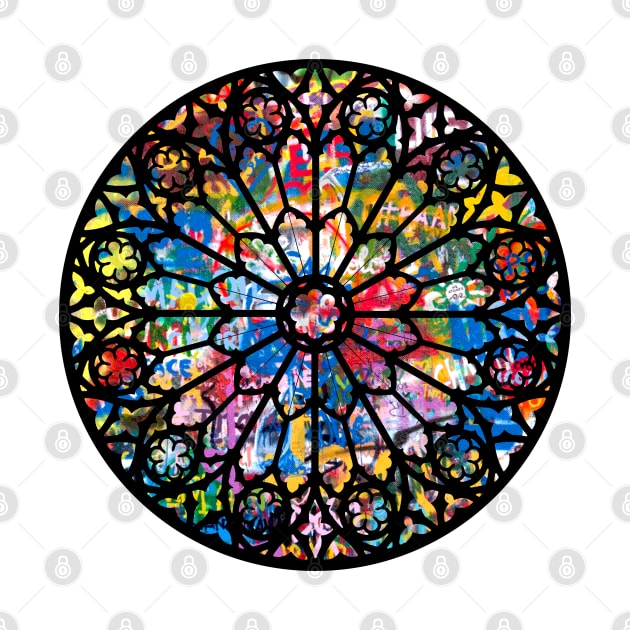 Notre-Dame Cathedral Paris France Graffiti Rose Window by Shopject