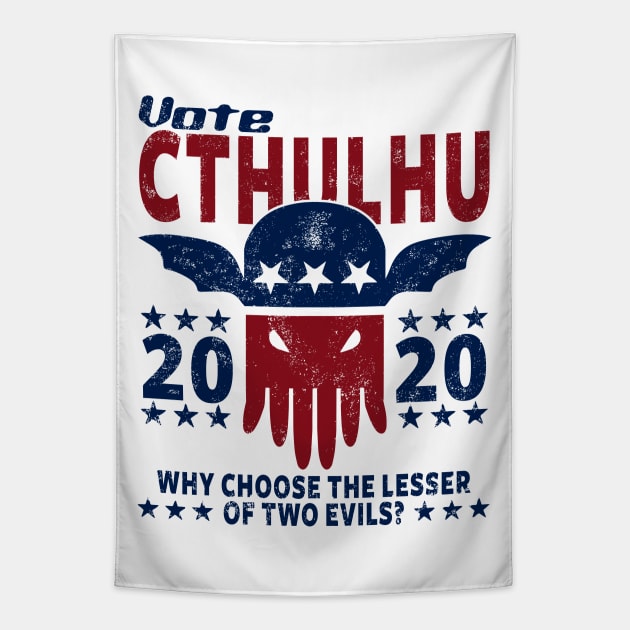 VOTE CTHULHU 2020 - CTHULHU AND LOVECRAFT Tapestry by Tshirt Samurai