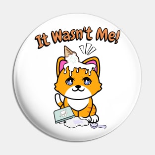 It wasnt me - orange cat Pin