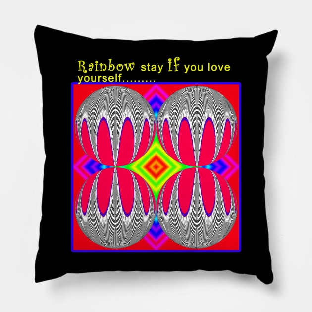 Rainbow  4 circles Pillow by Abalon