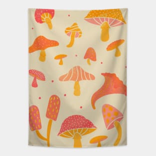 vintage mushroom print Tapestry