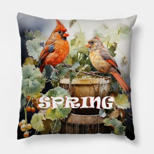 Spring Red Cardinals Pillow