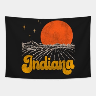 Vintage State of Indiana Mid Century Distressed Aesthetic Tapestry