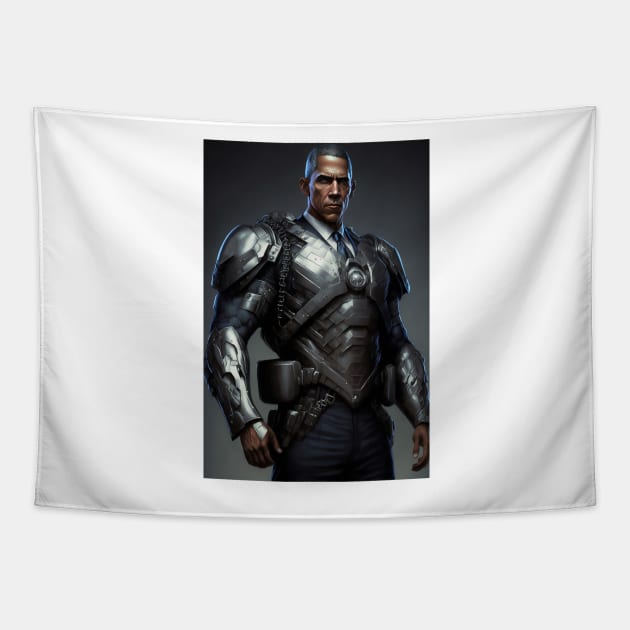 Obama in Full Body Armor Tapestry by TortillaChief