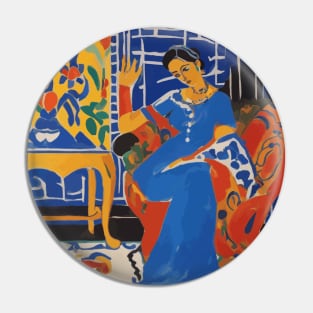 Woman in a Blue Dress After Matisse Pin