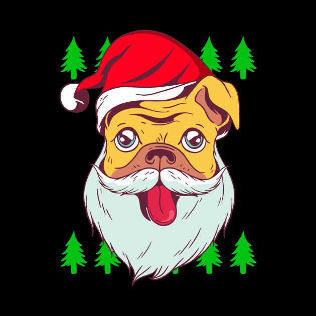 Funny Santa Pug Hat Dog Ugly Christmas Tree Pugmas Xmas Gift by Ramadangonim