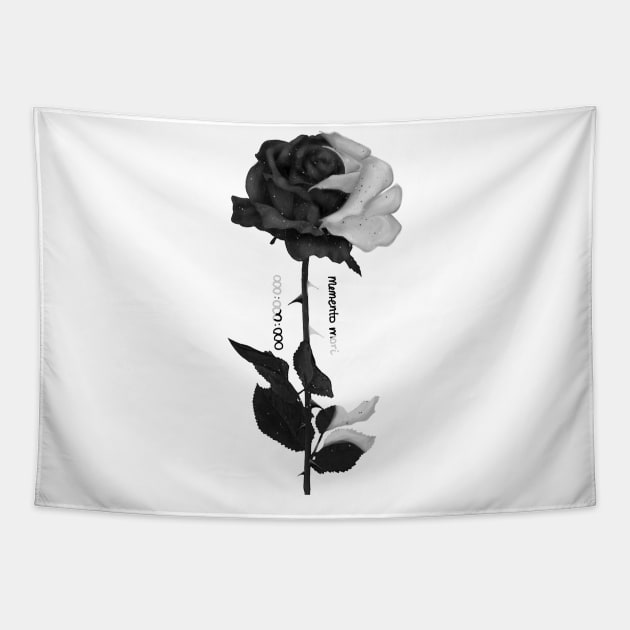 Memento mori Black and white Rose Tapestry by Sonoyang