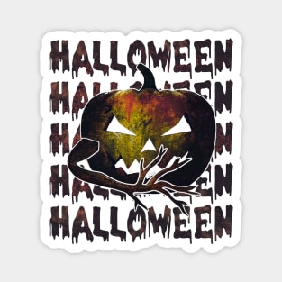 Halloween vintage grungy spooky carved pumpkin. Magnet