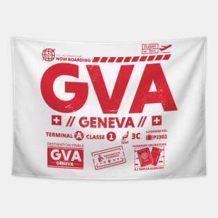 Vintage Geneva GVA Airport Code Travel Day Retro Travel Tag Switzerland Tapestry