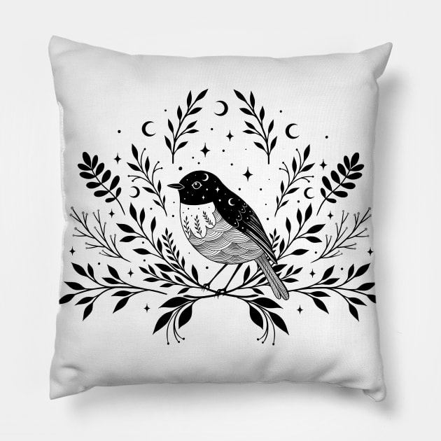 A Bird with Seven Moons Pillow by Episodic Drawing