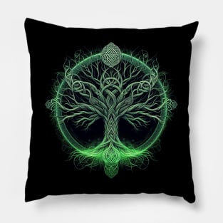 Green and black Celtic Tree design #2 Pillow