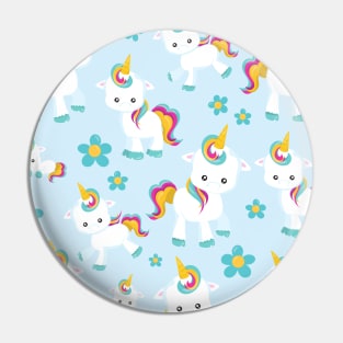 Pattern Of Unicorns, Cute Unicorns, Flowers Pin