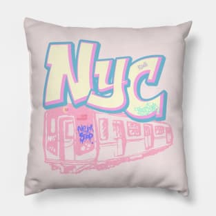 new york city train graffiti Pillow