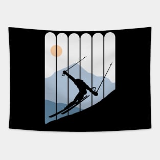 Freestyle Skiing Snow Mountains Landscape Tapestry