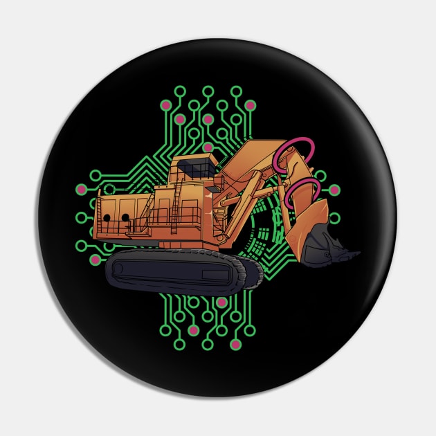 Excavator Geometric Pin by damnoverload