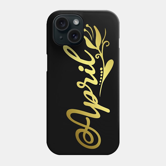 April Name Faux Gold Tulip Flourish Phone Case by xsylx