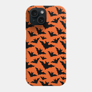 Halloween black bats orange cool spooky silhouette pattern Phone Case