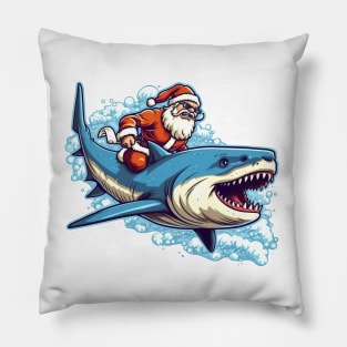 Santa Claus riding a shark Pillow