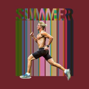SUMMER (sprinter running against color stripes) T-Shirt